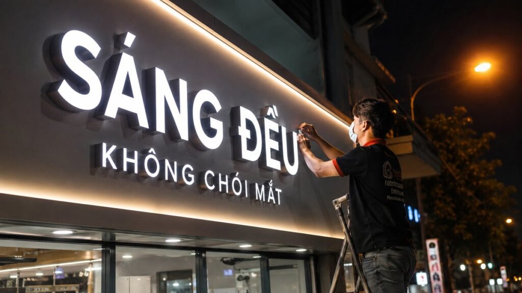 Biển quảng cáo sáng đều