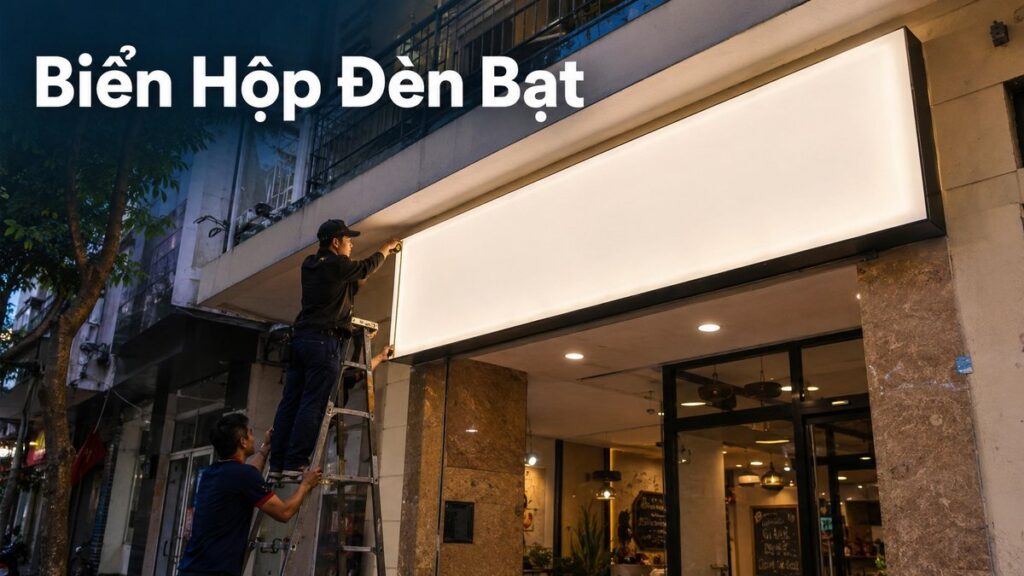 biển hộp đèn bạt không gân