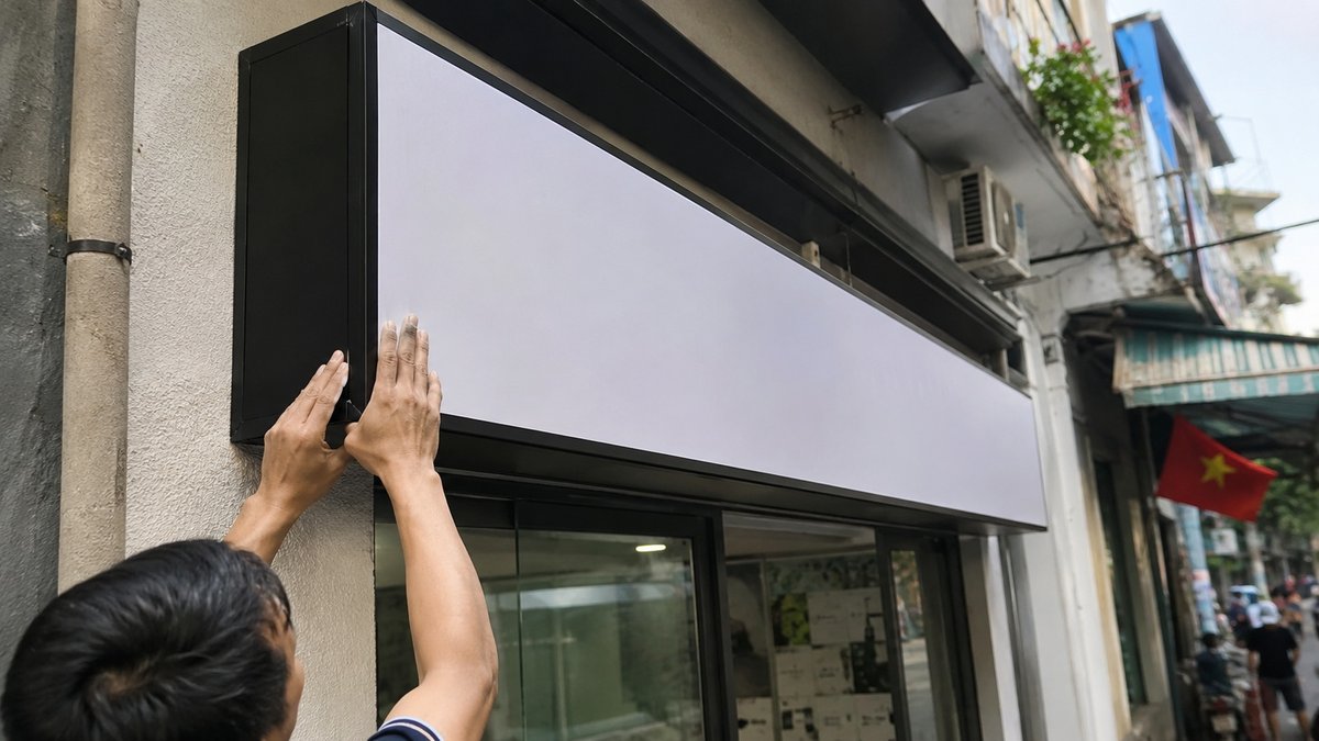 biển hộp đèn bạt không gân