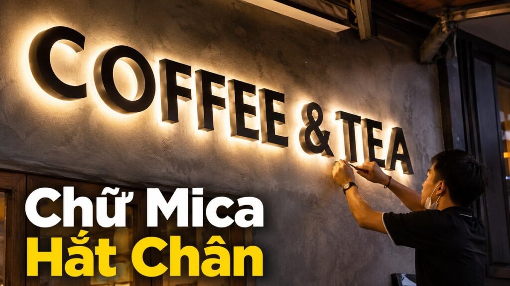 chữ mica đèn hắt chân