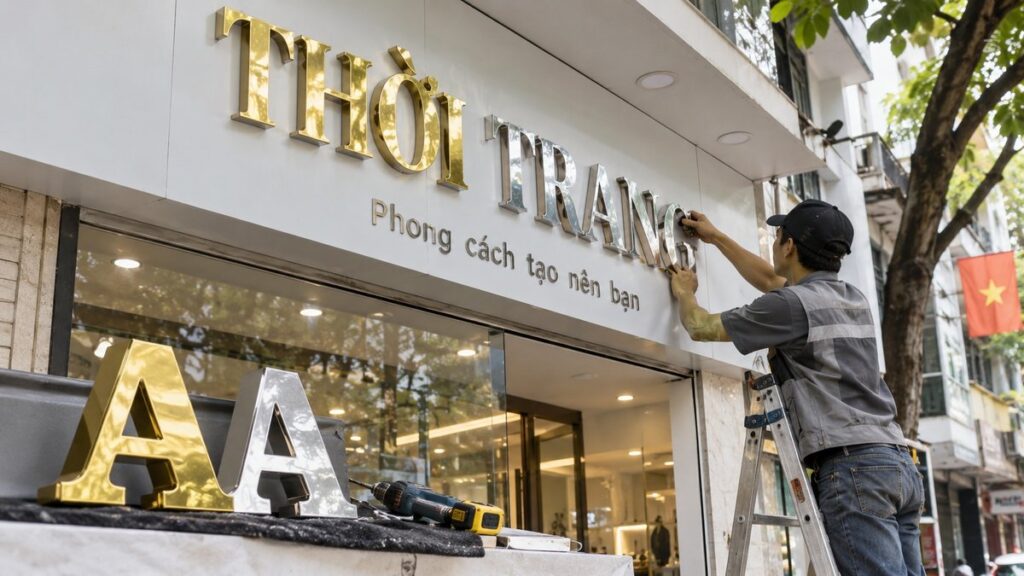 biển chữ nổi inox